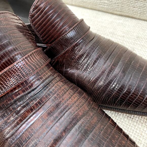John Weitz Genuine Lizard Dress Loafers, Slip on, Pointed toe, Men's 9 - Picture 7 of 12